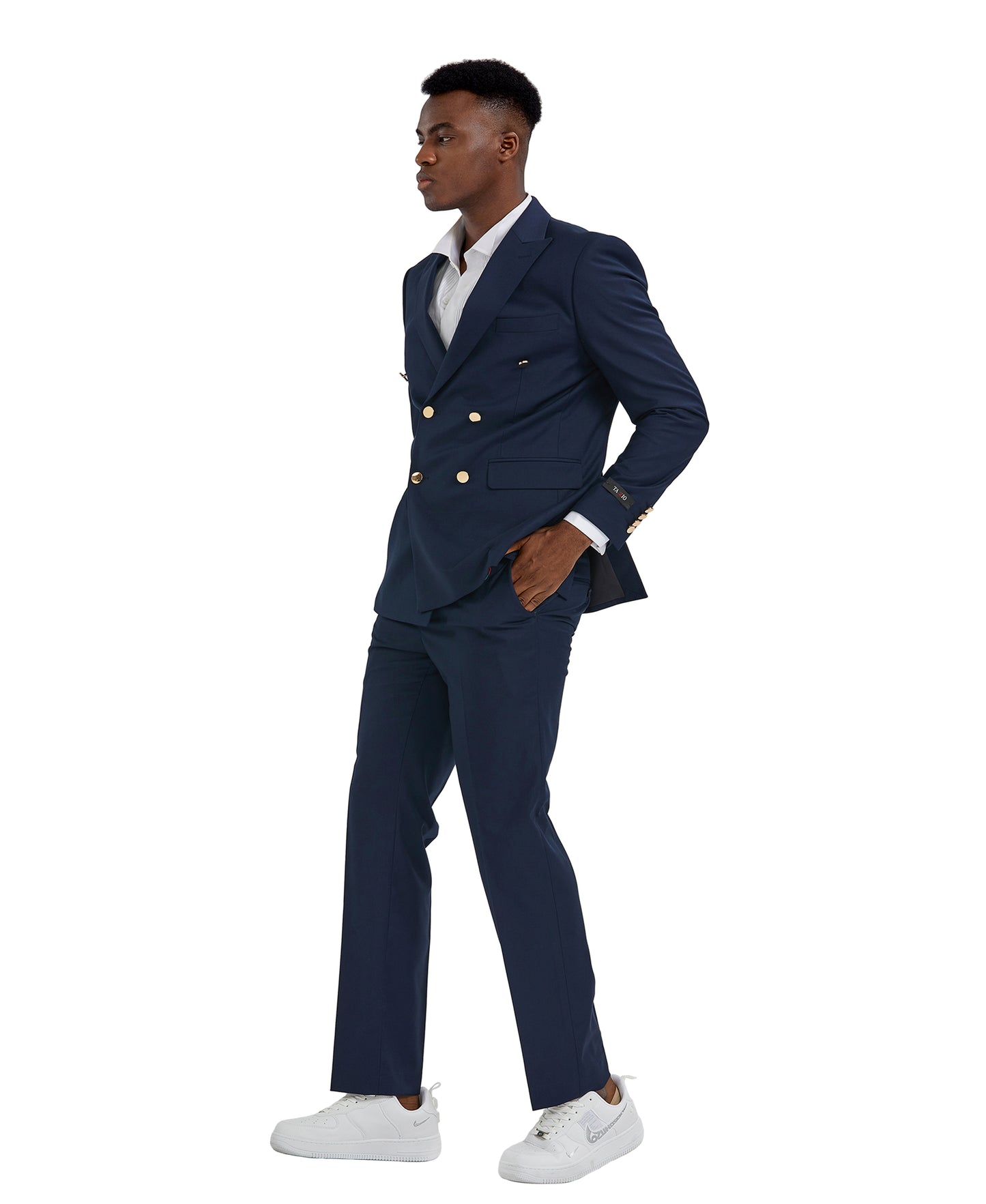 Mens Suit 2pc Double Breasted Solid Peak Lapel Suit With Matching Pants For All Ocassions