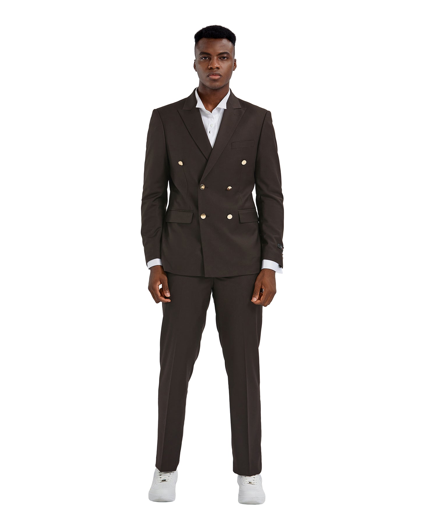 Mens Suit 2pc Double Breasted Solid Peak Lapel Suit With Matching Pants For All Ocassions