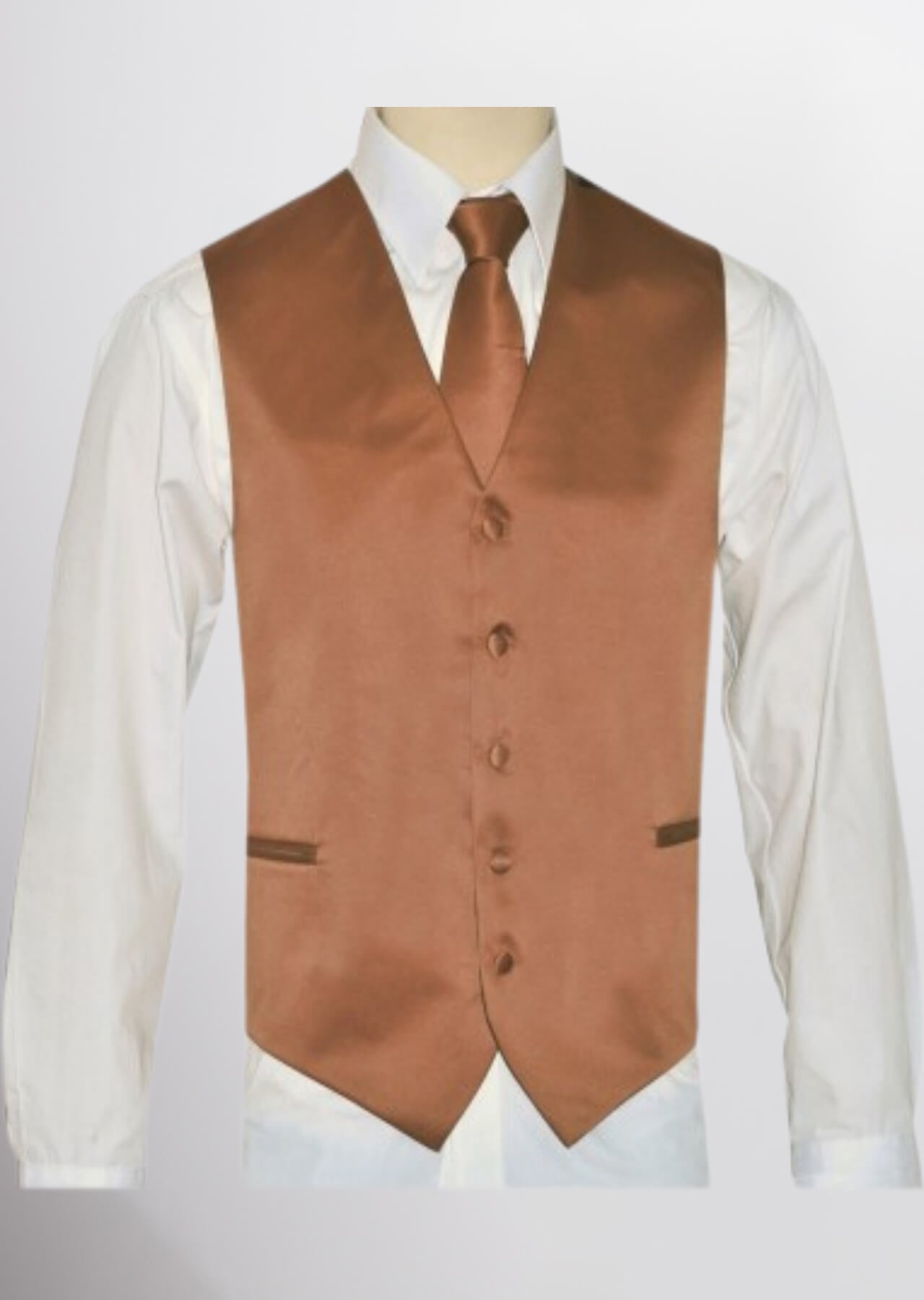 Men's Satin Solid Vest (Medium Brown)