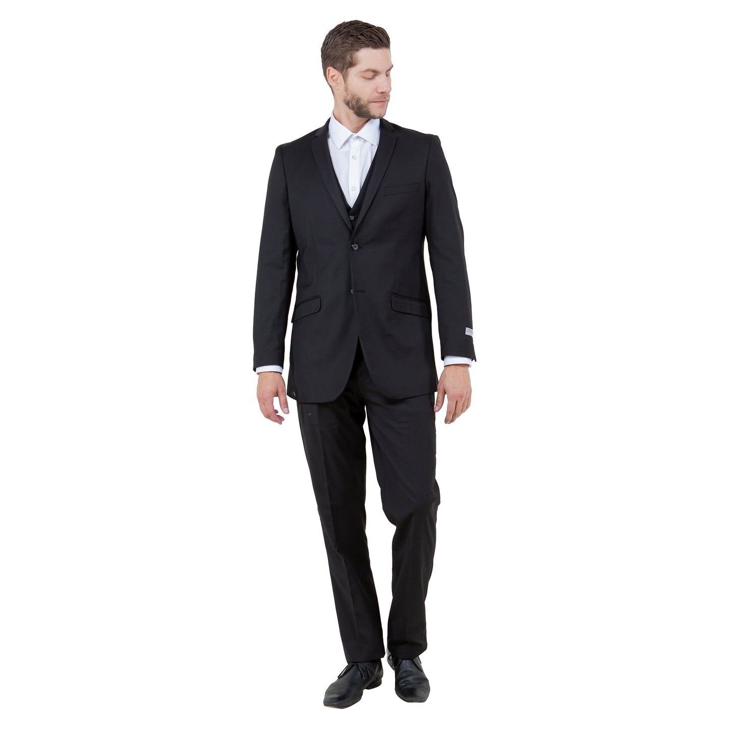 Navy / Black Solid Tone on Tone Satin 2-PC Slim Fit Stretch Suits