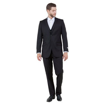 Navy / Black Solid Tone on Tone Satin 2-PC Slim Fit Stretch Suits