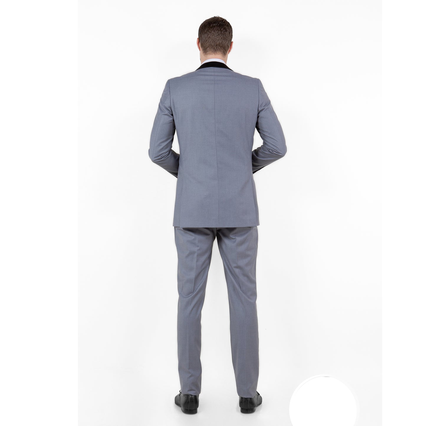 Gray / Black Solid with Black Shawl Collar Trim 2-PC Slim Fit Suits