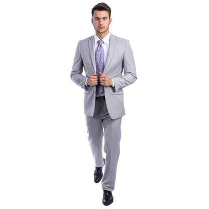 Burgundy Men's Hybrid-Fit 3pc Paisley Suit w/ Wide Black Shawl Collar