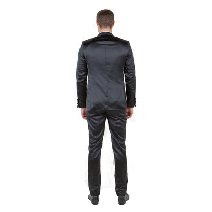 Mens 3pc Solid Satin Suit Set w/ Free Bowtie