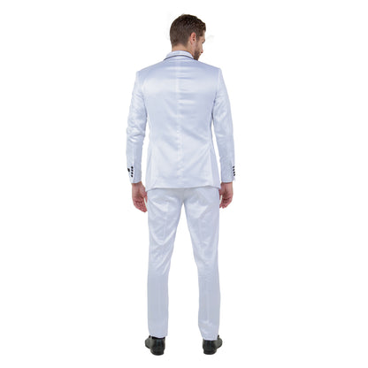 Mens 3pc Solid Satin Suit Set w/ Free Bowtie
