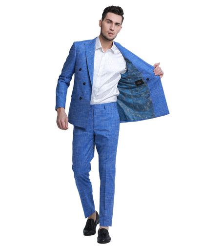 Mens Suit 2pc Double Breasted Pinstripe Peak Lapel Suit With Matching Pants For All Ocassions