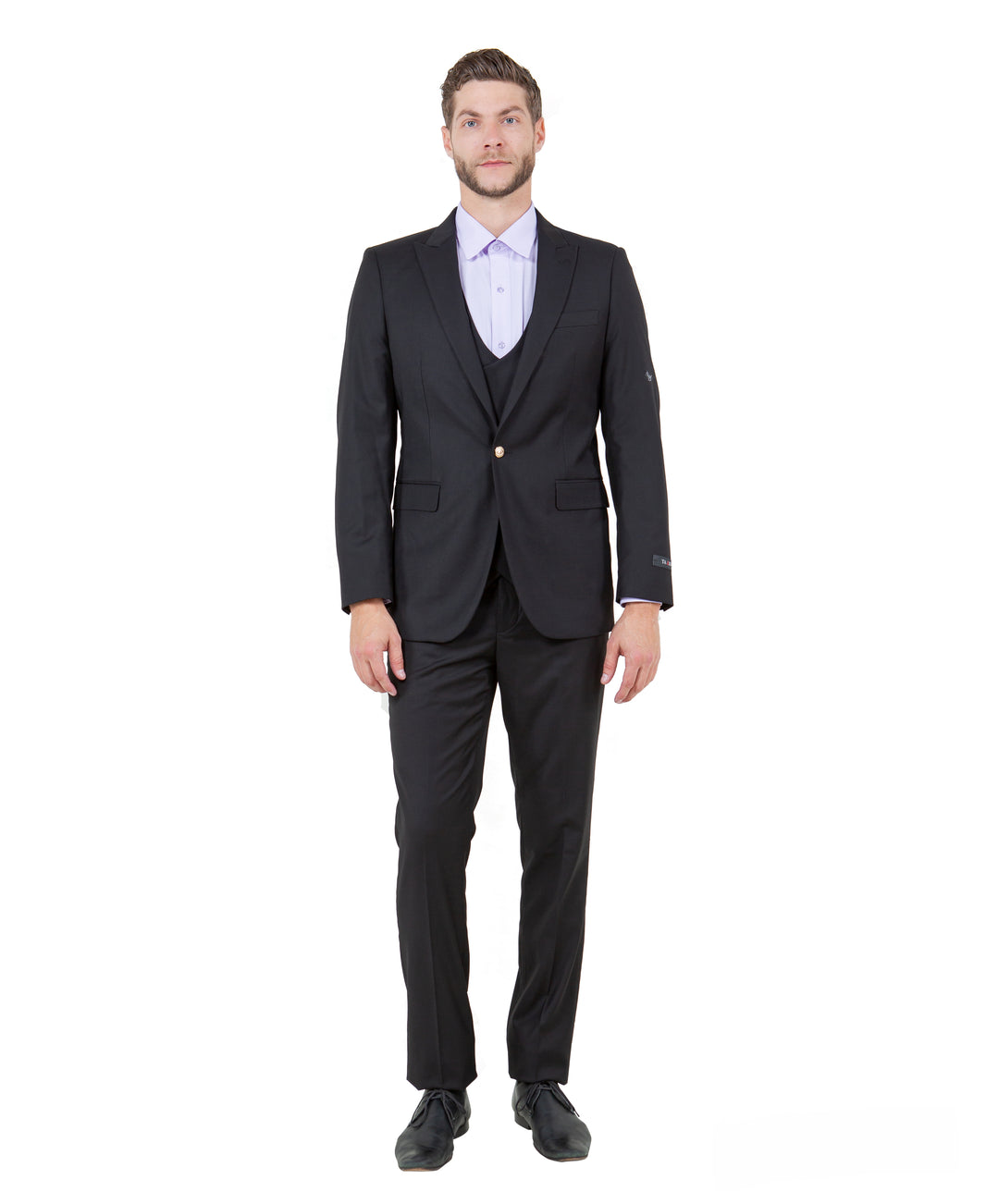 Mens Suit 3pc Solid Peak Lapel Double Breasted Vest Suit For All Ocassions