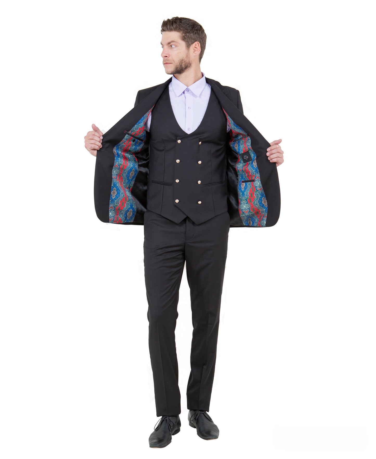 Mens Suit 3pc Solid Peak Lapel Double Breasted Vest Suit For All Ocassions