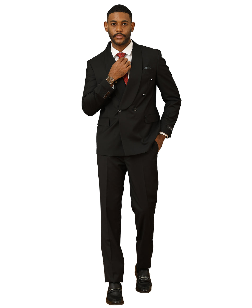 Men's Suit 3pc Solid Double Breasted Big Satin Shawl Lapel With Matching Solid Pants For All Occasions