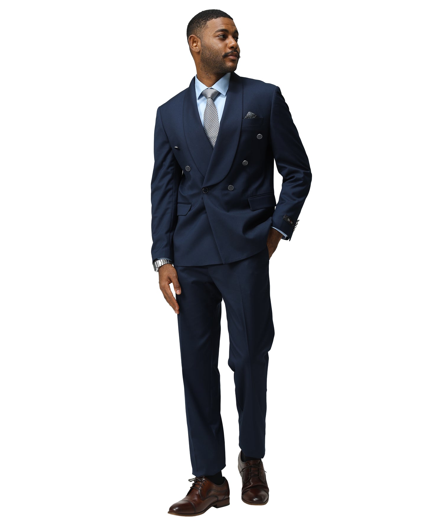 Men's Suit 3pc Solid Double Breasted Big Satin Shawl Lapel With Matching Solid Pants For All Occasions