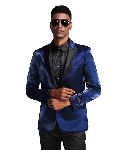 Mens Satin Peak Lapel Brushed Pattern Blazer Only For All Occasions