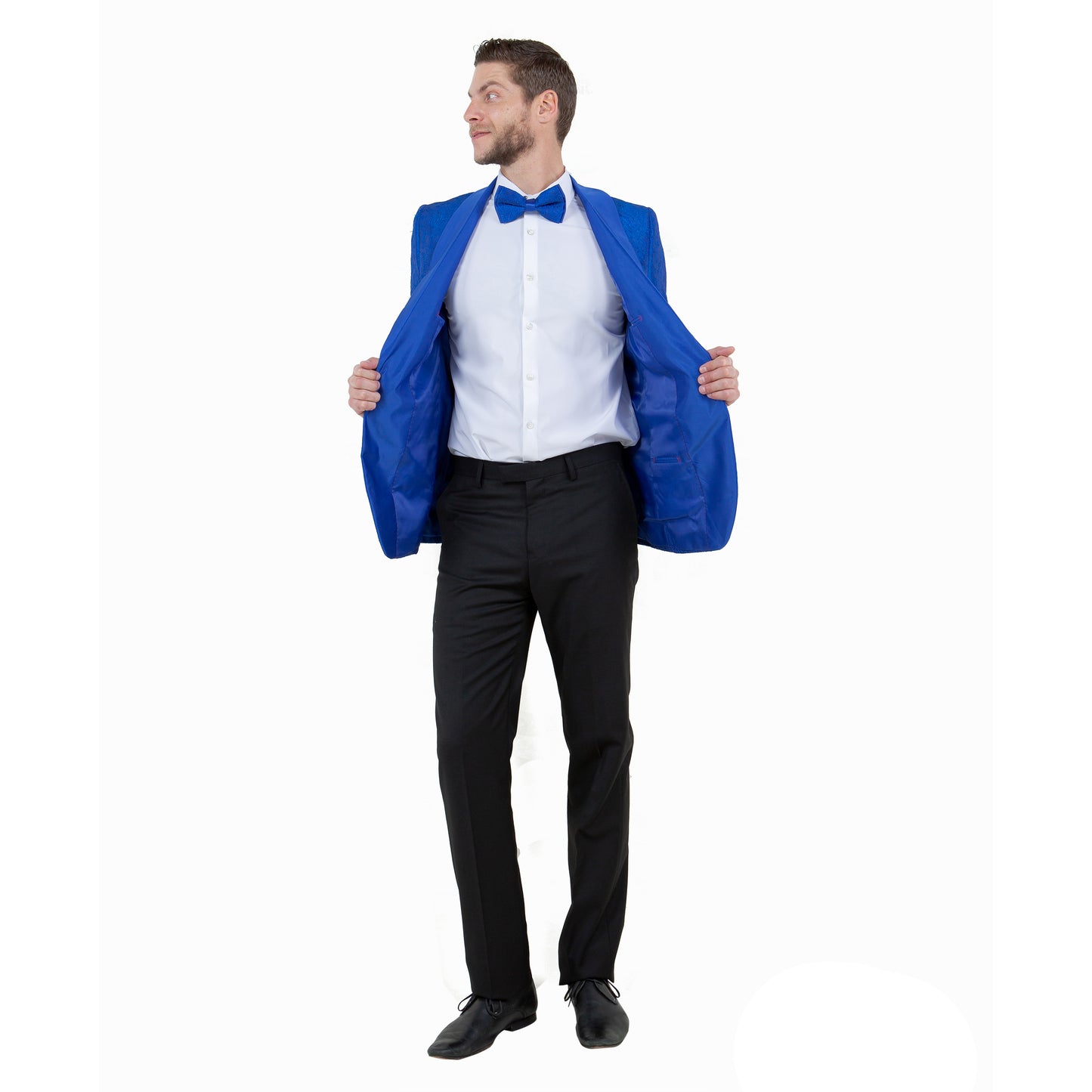 Mens Slim-Fit Solid Paisley Blazer Only w/ Shawl Collar