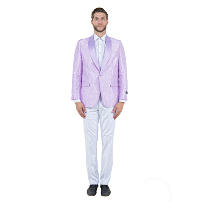 Mens Slim-Fit Solid Paisley Blazer Only w/ Shawl Collar