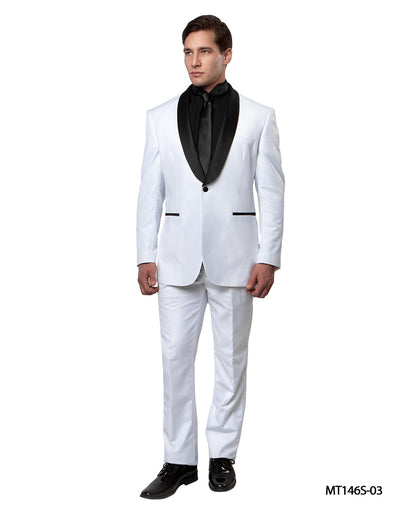 Men's Tuxedo 2pc Solid Satin Shawl Collar With Matching Solid Pants For All Occasions