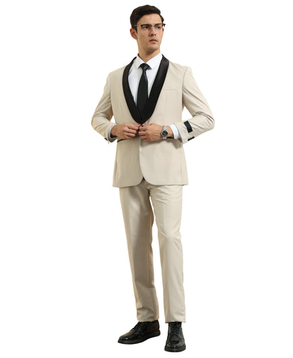 Men's Tuxedo 2pc Solid Satin Shawl Collar With Matching Solid Pants For All Occasions