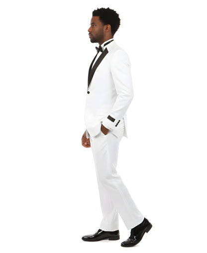 Mens Tuxedo Bryan Michaels Slim Fit Two Button Jacket with Satin Peak Lapel & Matching Pants