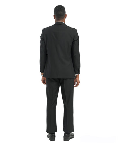 Mens Suit 2pc Black Slim Fit Notch Lapel Suits