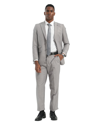 Mens Suit 2pc Light Grey Slim Fit Notch Lapel Suits