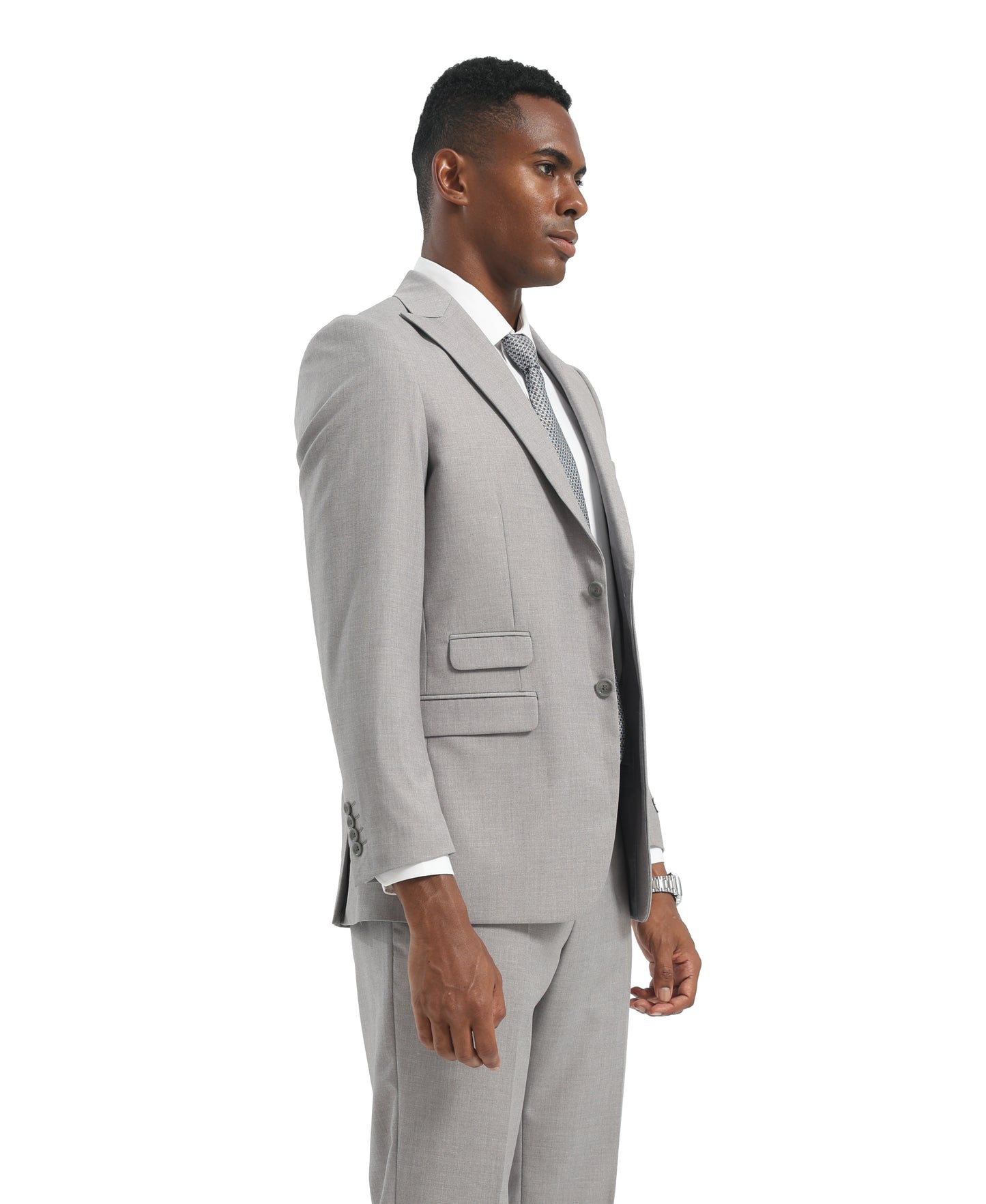 Mens Suit 2pc Light Grey Slim Fit Notch Lapel Suits