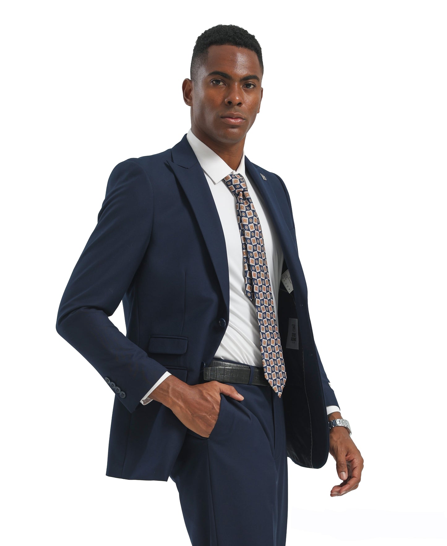 Mens Suit 2pc Navy Slim Fit Notch Lapel Suits