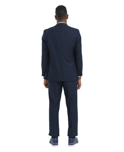 Mens Suit 2pc Navy Slim Fit Notch Lapel Suits
