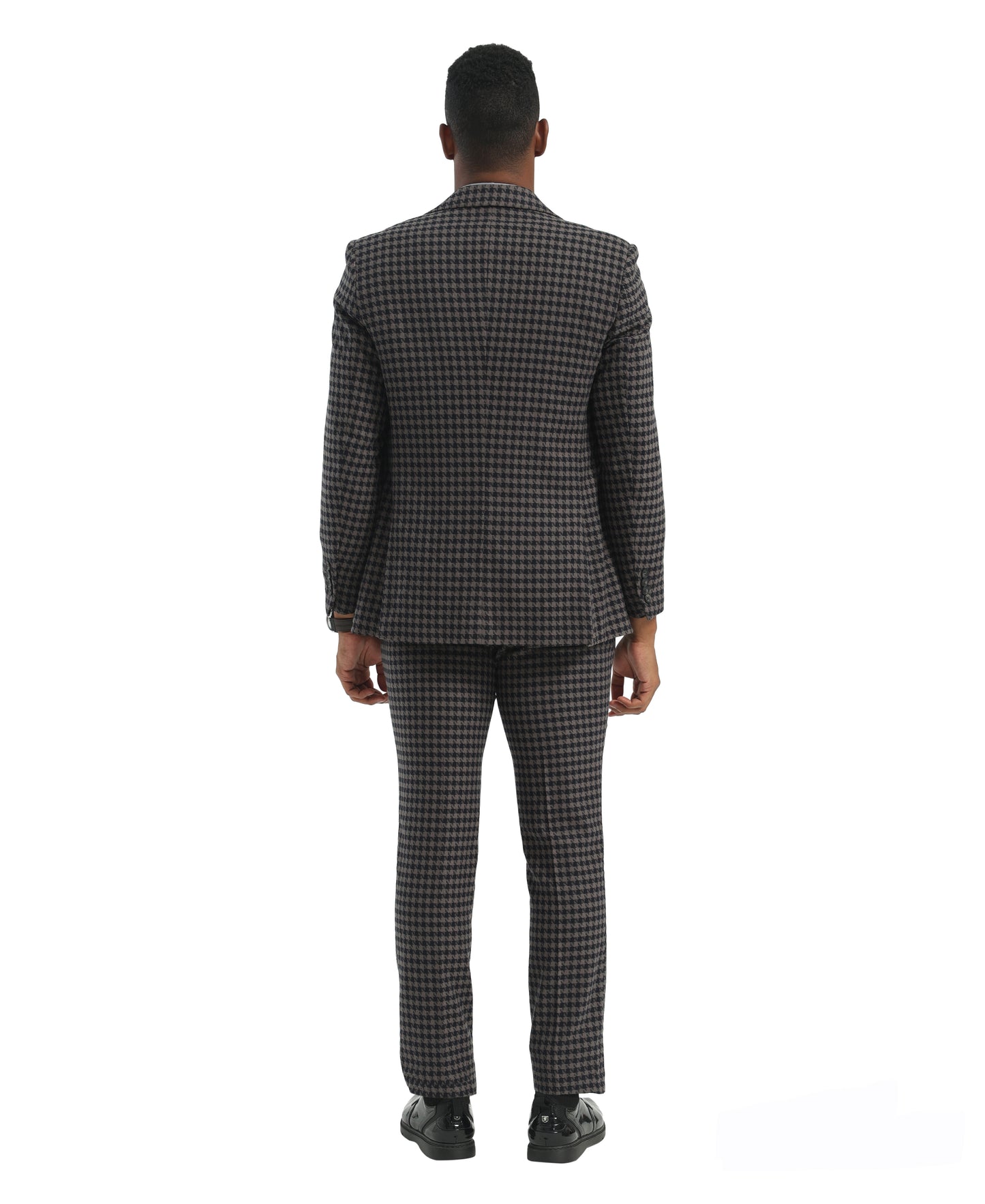 Black/Grey Hybrid Fit 3pc Houndstooth Suits