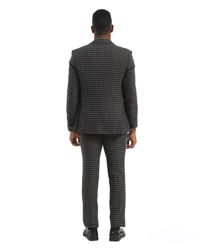 Black/Grey Hybrid Fit 3pc Houndstooth Suits
