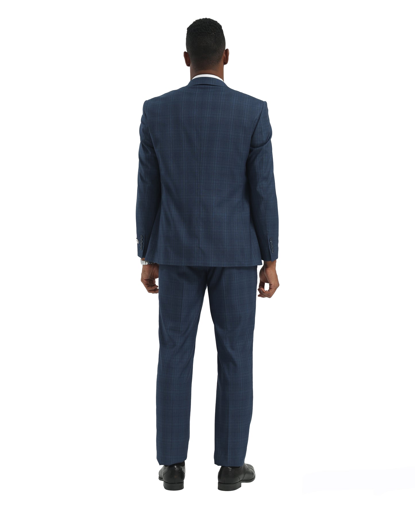 Navy Blue/Blue Hybrid Fit 3pc WIndowpane Suits