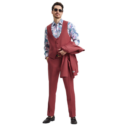 Men's Stacy Adams Hybrid-Fit 3pc Suit Set, Jacket Vest and Pants