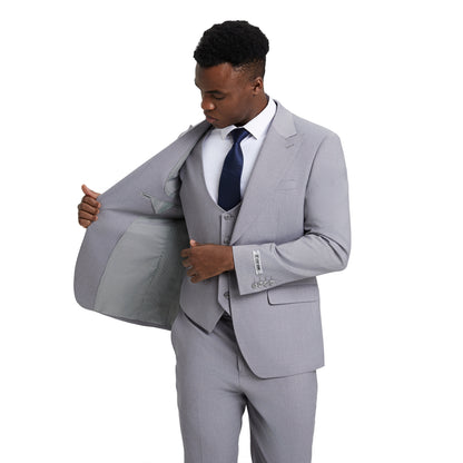 Men's Stacy Adams Hybrid-Fit 3pc Suit Set, Jacket Vest and Pants